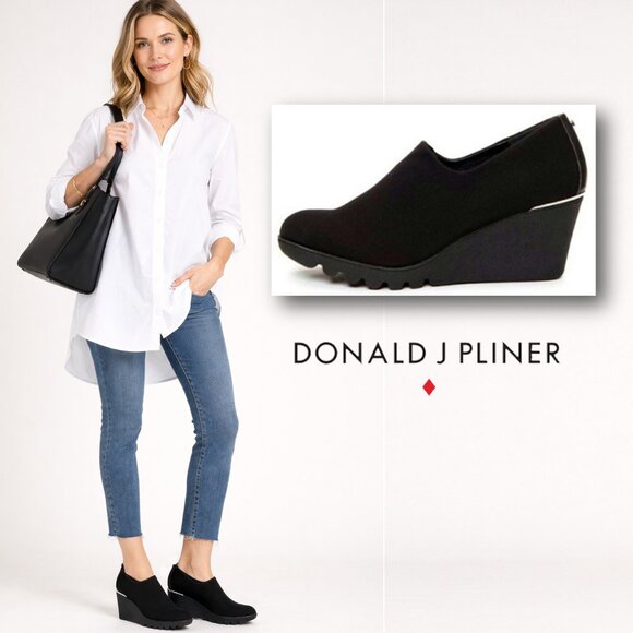 ๐๐ข๐ก๐๐๐ ๐. ๐ฃ๐๐๐ก๐๐ฅ โฆ๏ธ "Maddy" Black Crepe Wedge Comfort Shoe - Picture 1 of 15